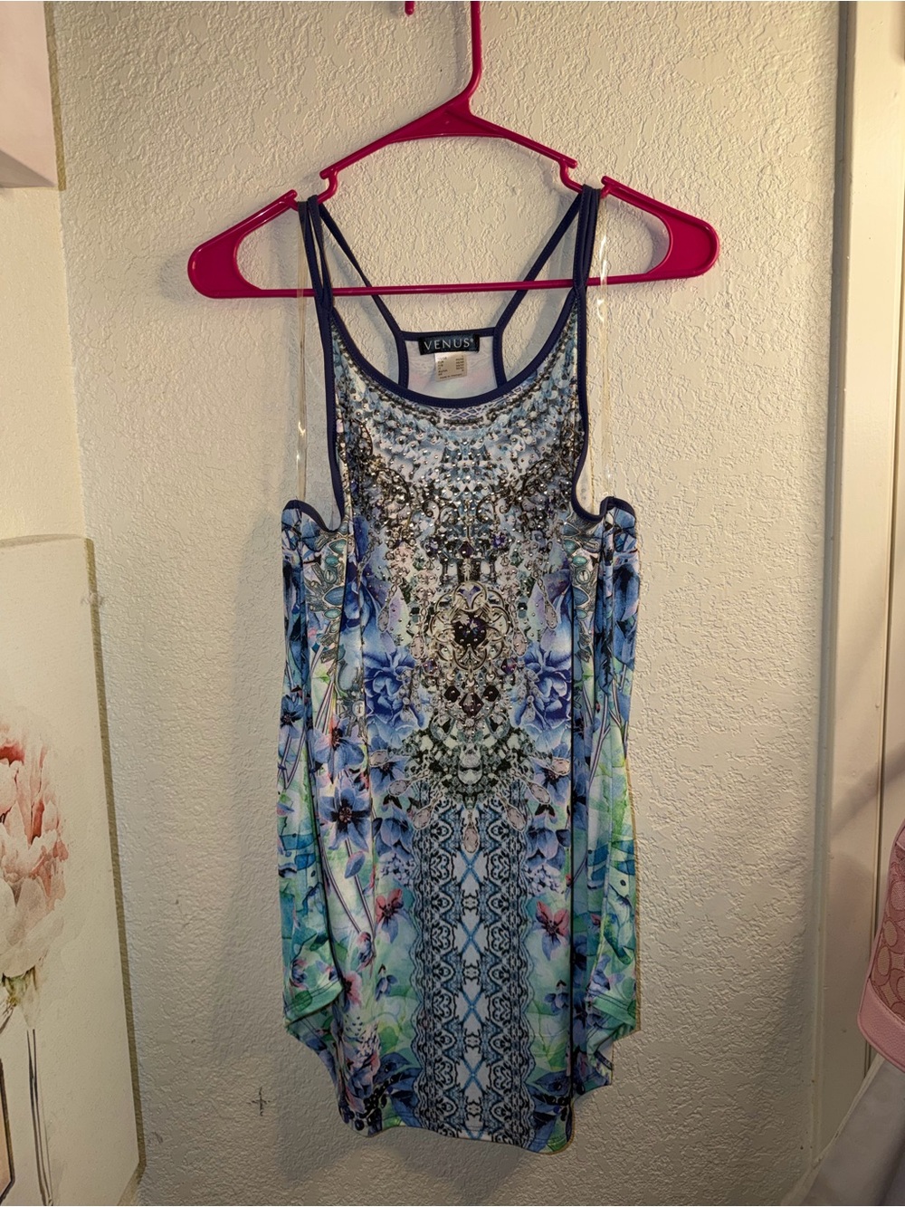 VENUS Blue Floral Embellished Camisole